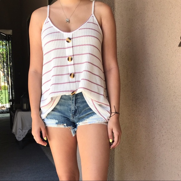 60% CLEARANCE 🎄Roxy Striped Thermal Tank-Mauve - Picture 2 of 5